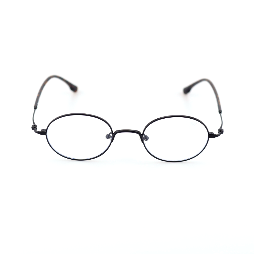 Facet titanium oval glasses front view