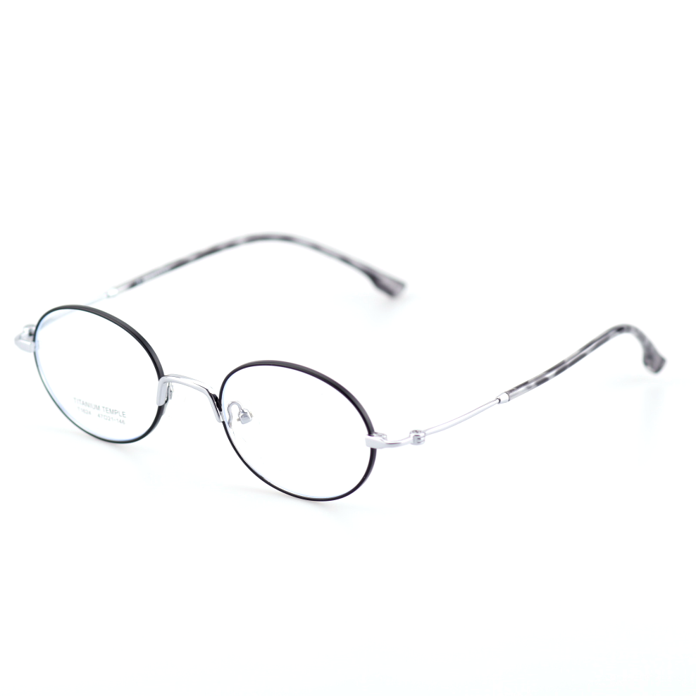 Facet titanium oval glasses angled view