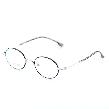 Facet titanium oval glasses angled view