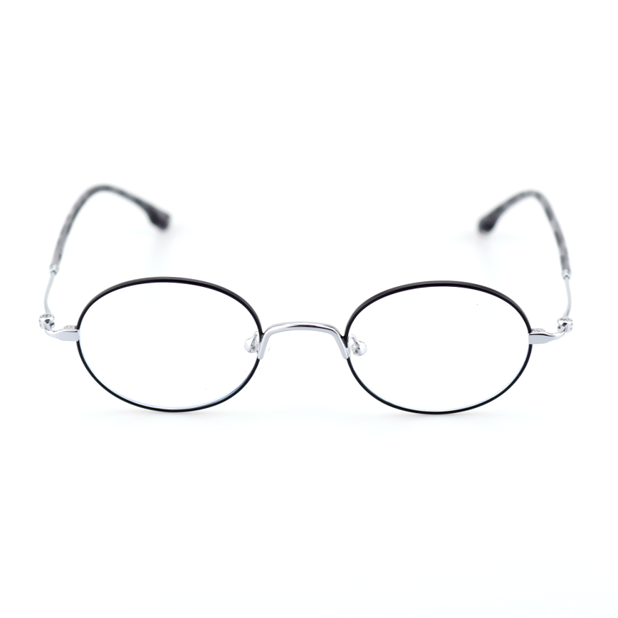 Facet titanium oval glasses front view