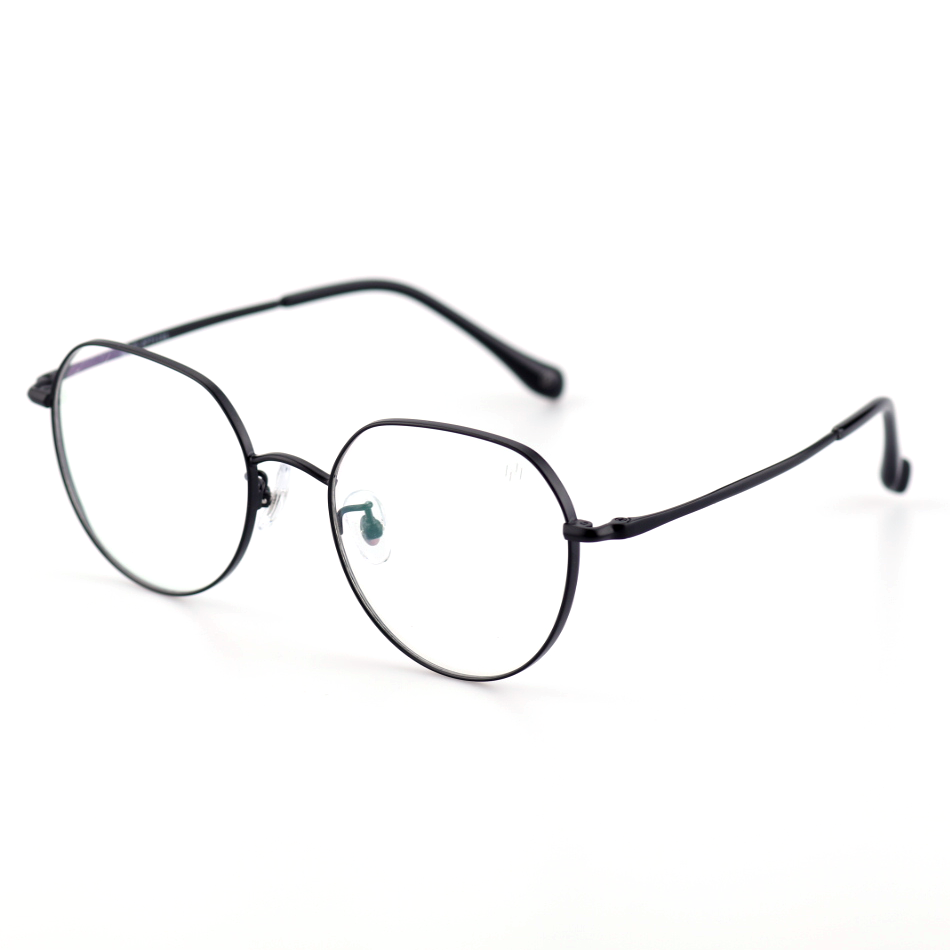Metric titanium geometric glasses angled view