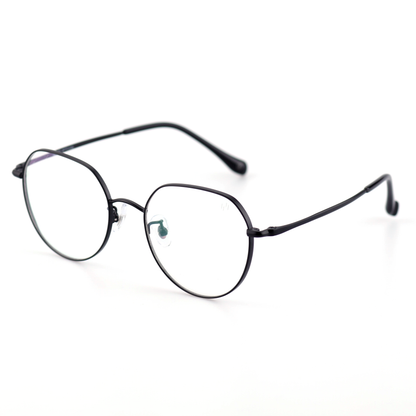 Metric titanium geometric glasses angled view