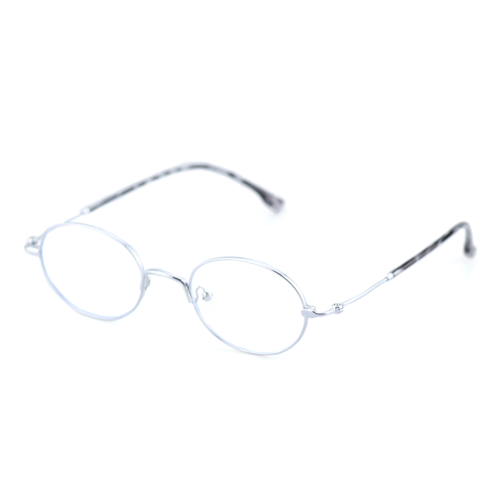 Facet titanium oval glasses angled view