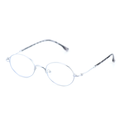 Facet titanium oval glasses angled view