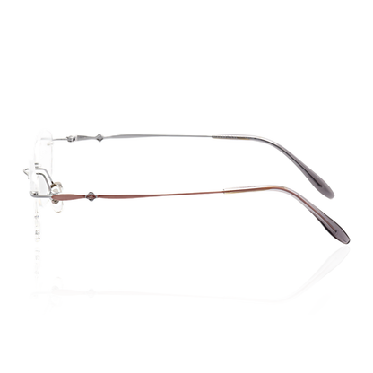O'S OPTICAL Aero Silver Titanium Geometric Lightweight Eyewear