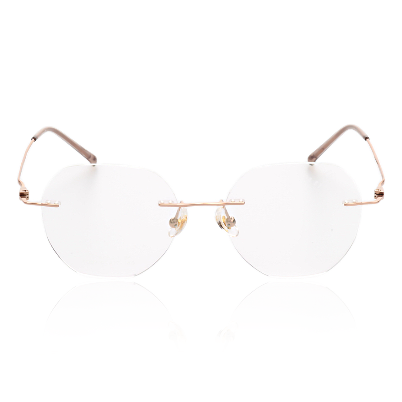 O'S OPTICAL Lume Gold Titanium Geometric Rimless Glasses