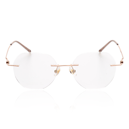 O'S OPTICAL Lume Gold Titanium Geometric Rimless Glasses