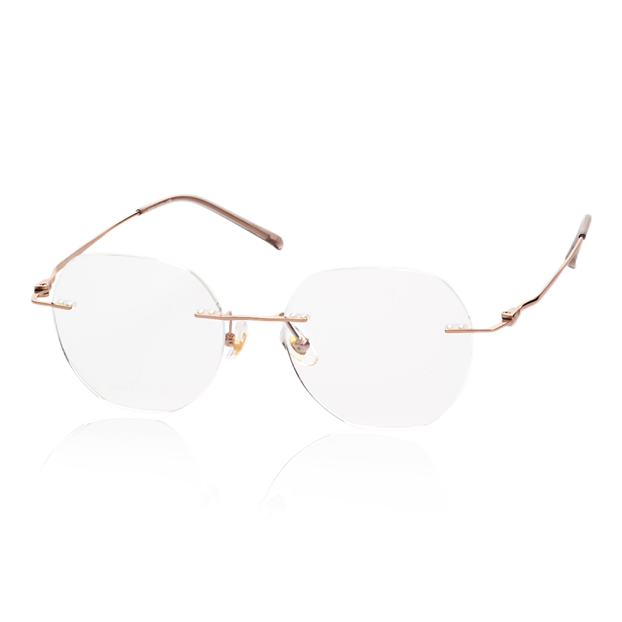 O'S OPTICAL Lume Gold Titanium Geometric Frameless Glasses