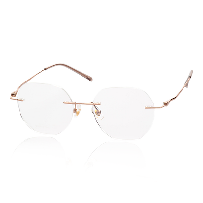 O'S OPTICAL Lume Gold Titanium Geometric Frameless Glasses