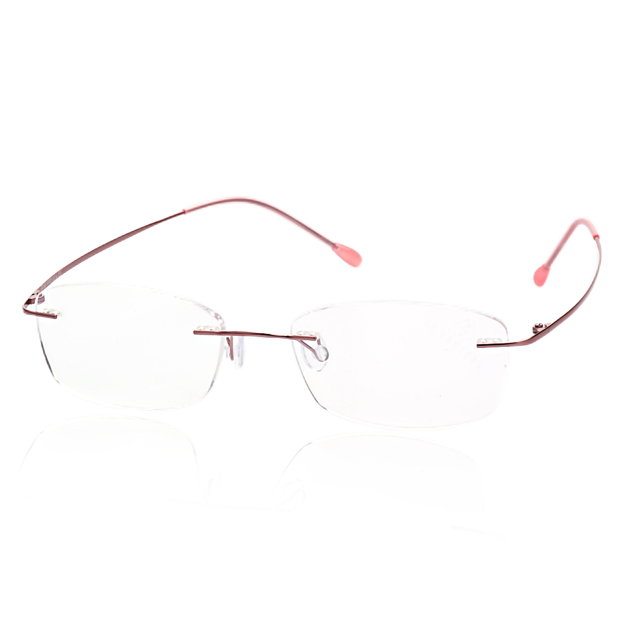 O'S OPTICAL Float Pink Titanium Rectangle Frameless Glasses