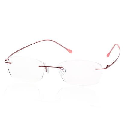 O'S OPTICAL Float Pink Titanium Rectangle Frameless Glasses