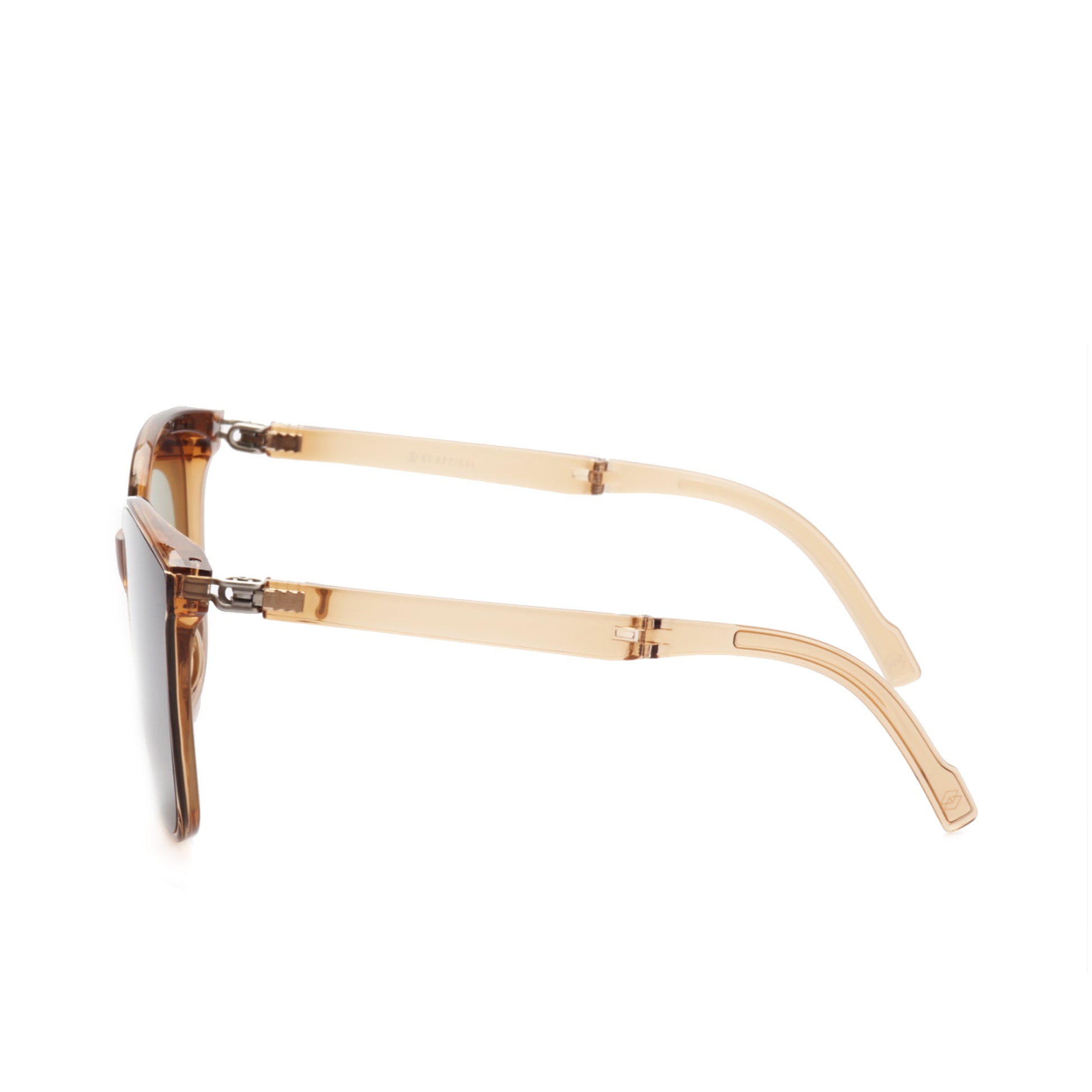 O'S OPTICAL Camel Beige Acetate Square Compact Sunglasses