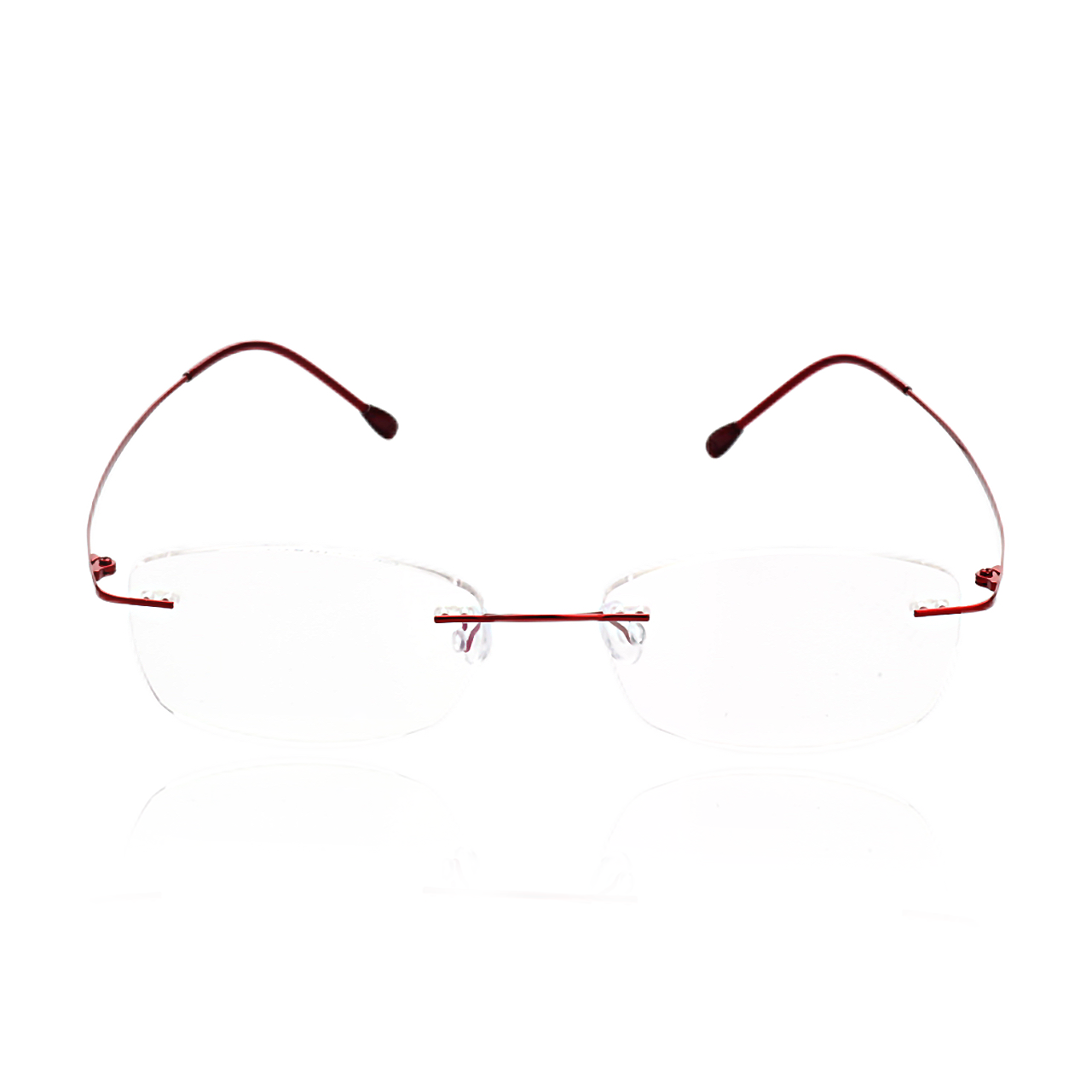 O'S OPTICAL Float Burgundy Titanium Rectangle Rimless Glasses