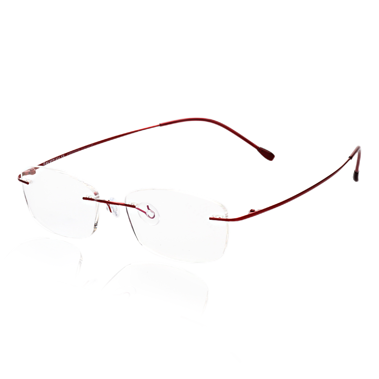 O'S OPTICAL Float Burgundy Titanium Rectangle Frameless Glasses