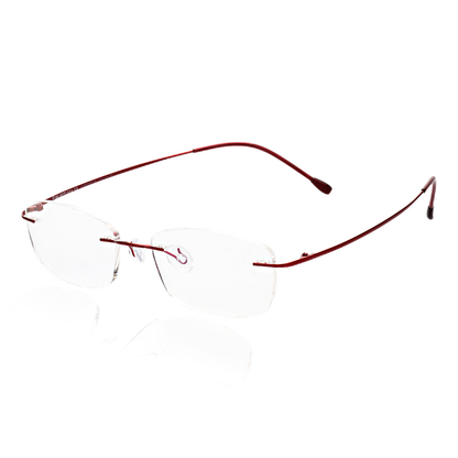 O'S OPTICAL Float Burgundy Titanium Rectangle Frameless Glasses