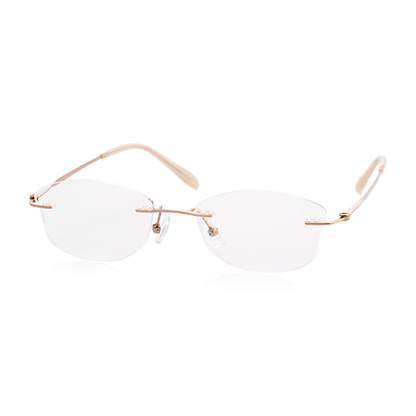 O'S OPTICAL Mist Gold Titanium Geometric Frameless Glasses