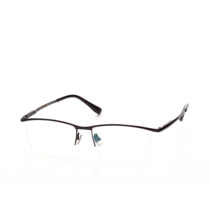 O'S OPTICAL Line Gray Titanium Browline Eyewear Frames 