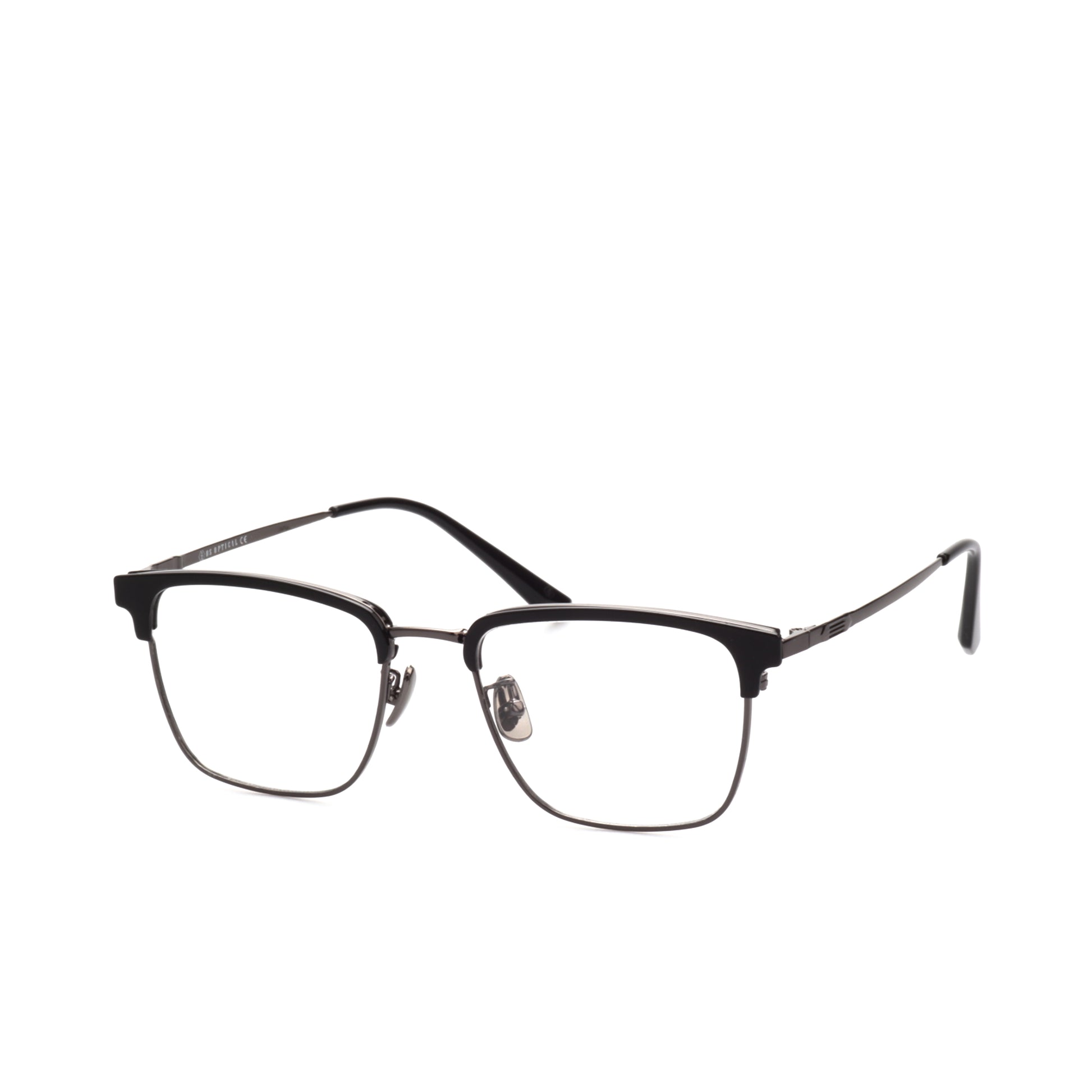 O'S OPTICAL Logic Black Titanium Browline Eyewear Frames