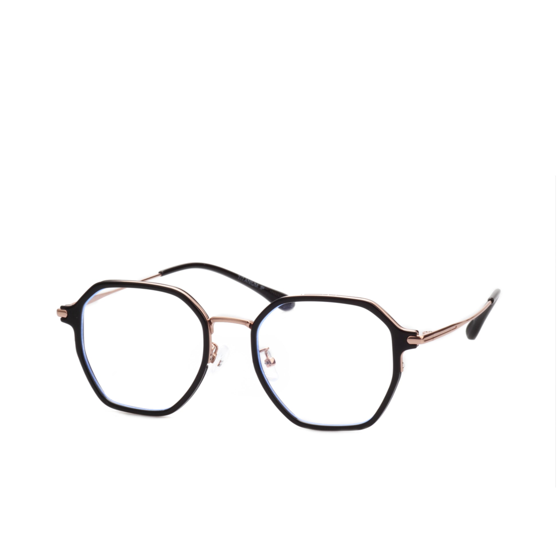 O'S OPTICAL Frame Gold Acetate & Titanium Geometric Eyewear Frames 