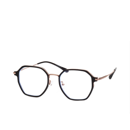 O'S OPTICAL Frame Gold Acetate & Titanium Geometric Eyewear Frames 