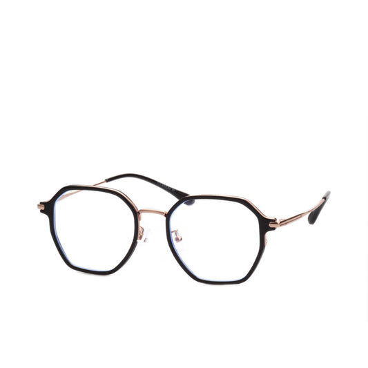 O'S OPTICAL Frame Gold Acetate & Titanium Geometric Eyewear Frames 