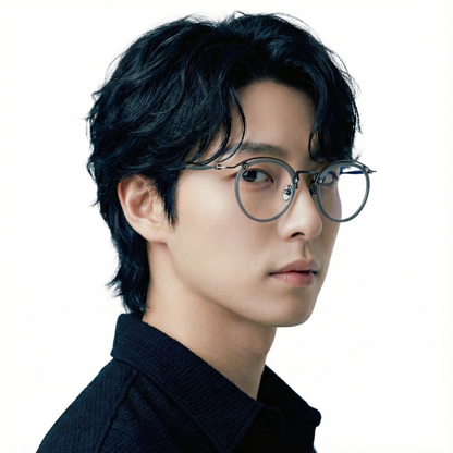 Layeron titanium round glasses side profile