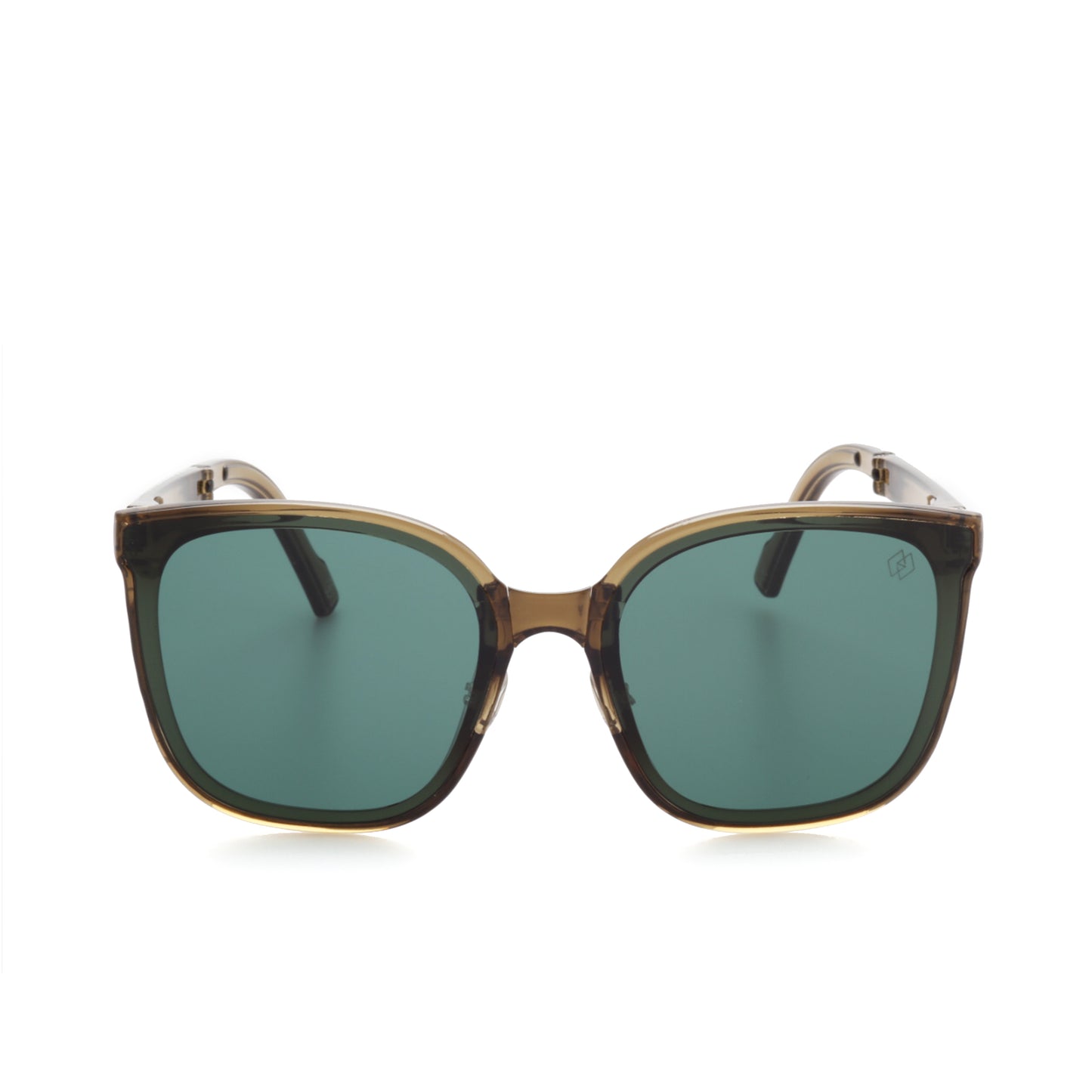 O'S OPTICAL Camel Lagoon Green Acetate Square Folding Sunglasses  