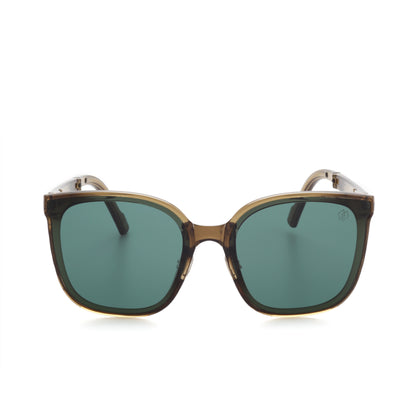 O'S OPTICAL Camel Lagoon Green Acetate Square Folding Sunglasses  