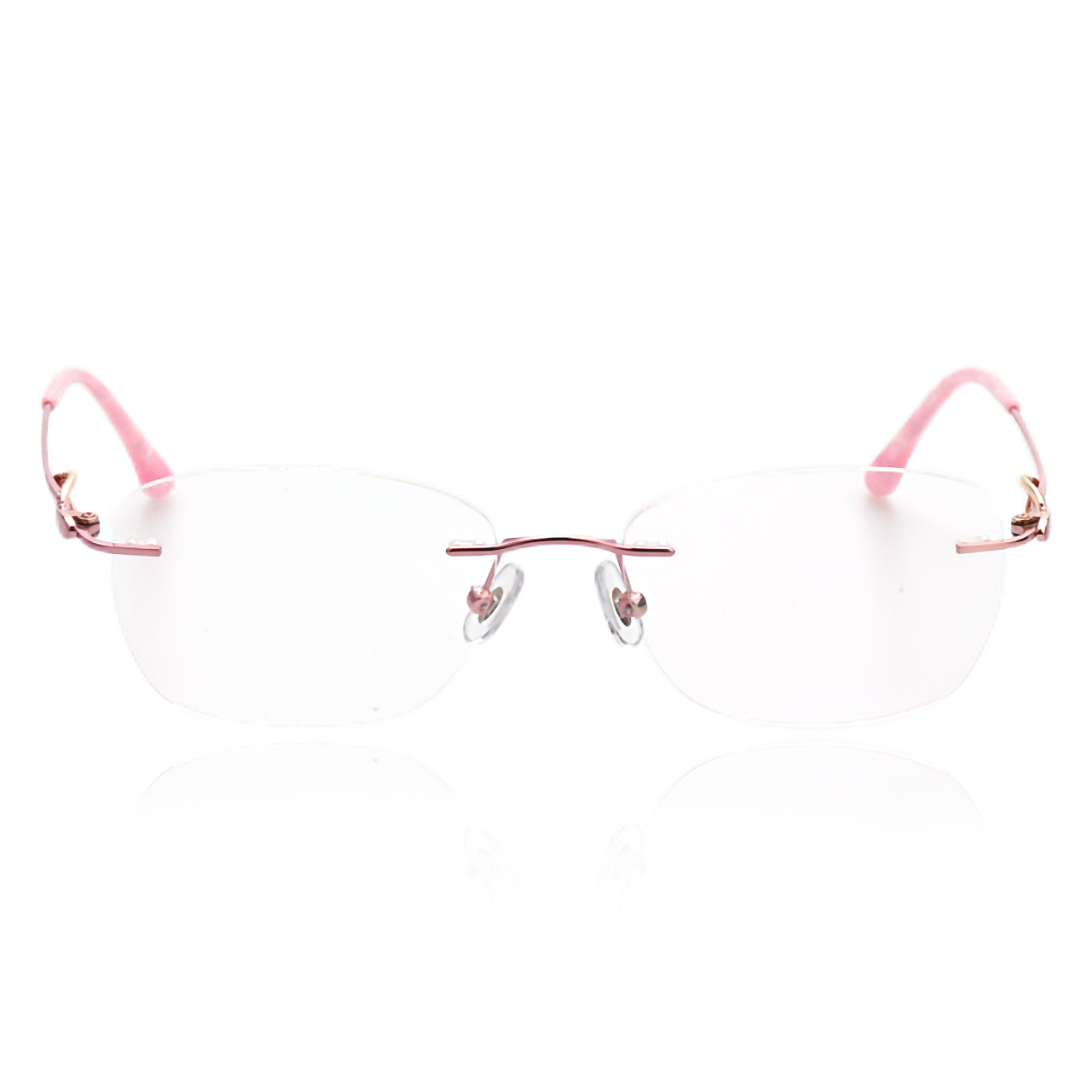 O'S OPTICAL Aura Pink Pure Alloy Rectangle Rimless Glasses