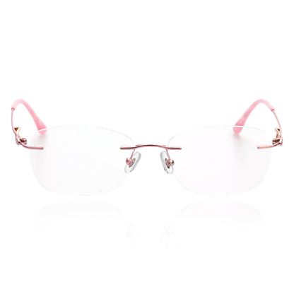 O'S OPTICAL Aura Pink Pure Alloy Rectangle Rimless Glasses