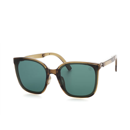 O'S OPTICAL Camel Lagoon Green Acetate Square Foldable Shades