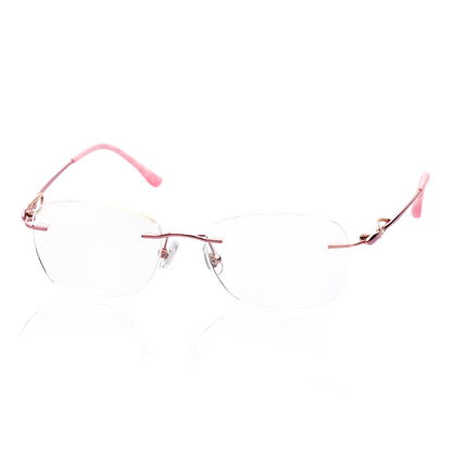 O'S OPTICAL Aura Pink Pure Alloy Rectangle Frameless Glasses 