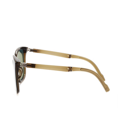 O'S OPTICAL Camel Lagoon Green Acetate Square Compact Sunglasses