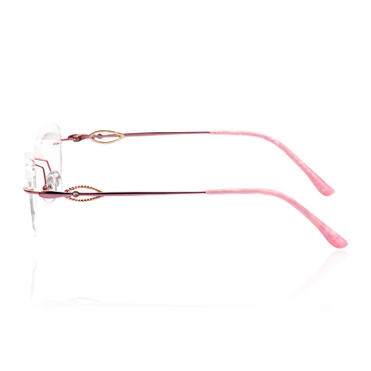 O'S OPTICAL Aura Pink Pure Alloy Rectangle Lightweight Eyewear
