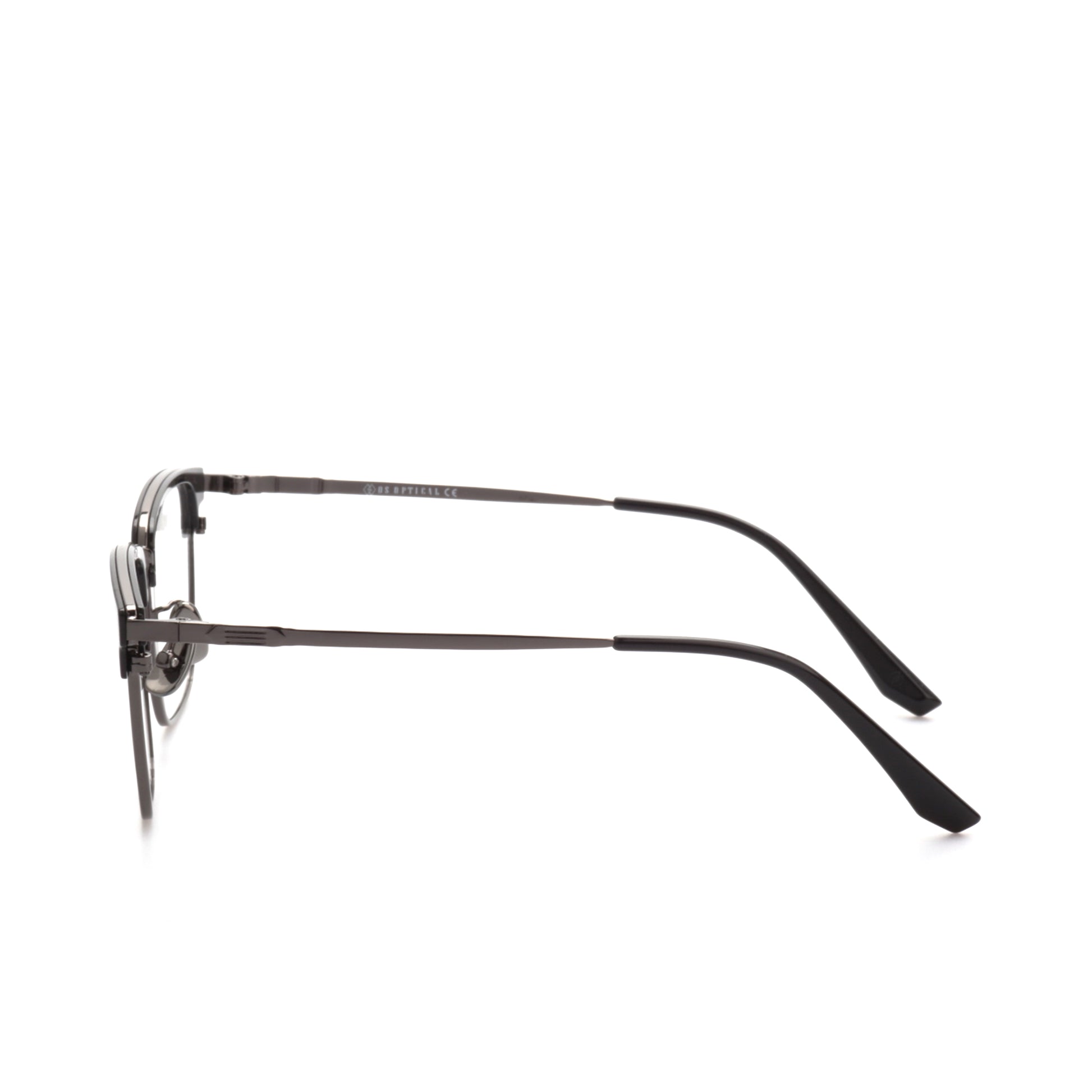 O'S OPTICAL Logic Black Titanium Browline Eyeglasses Frames