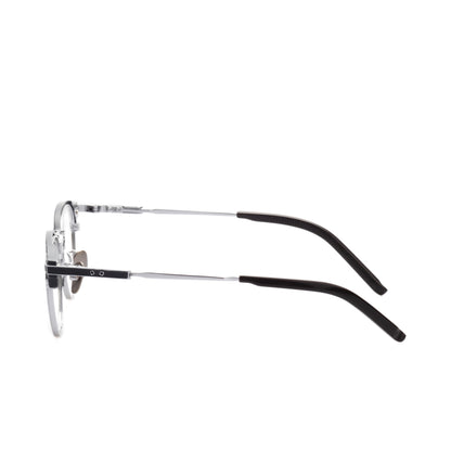 O'S OPTICAL Grid Silver Acetate & Titanium Browline Eyeglasses Frames