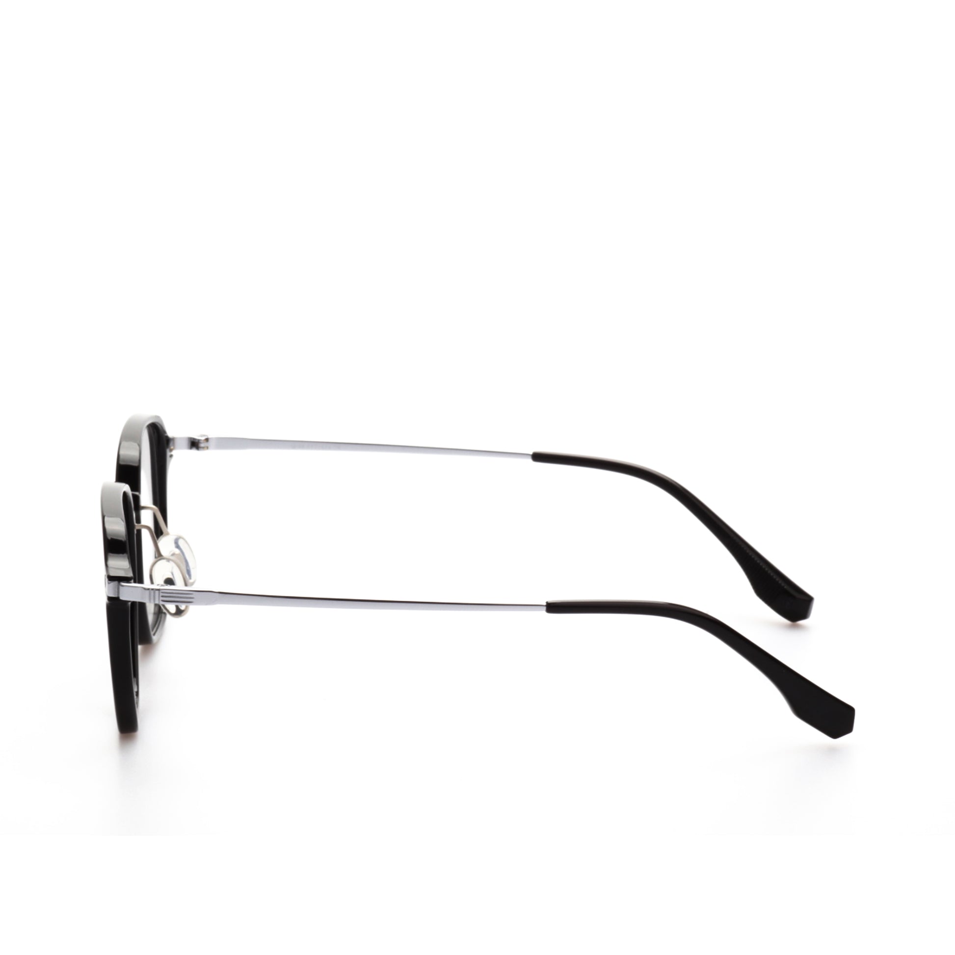 O'S OPTICAL Frame Silver Acetate & Titanium Geometric Eyeglasses Frames 
