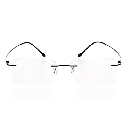 O'S OPTICAL Vision Black Titanium Rectangle Rimless Glasses
