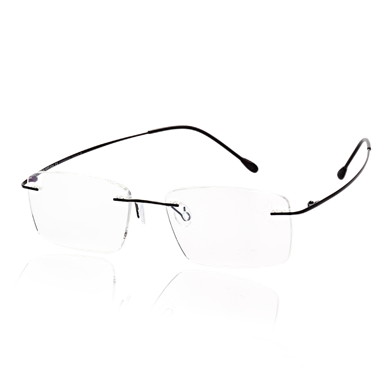 O'S OPTICAL Vision Black Titanium Rectangle Frameless Glasses