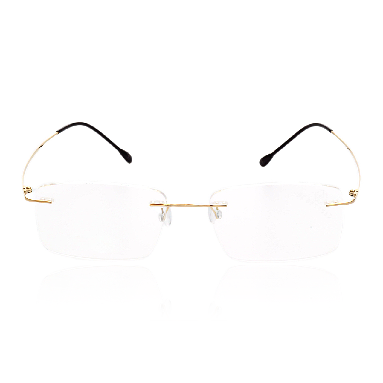 O'S OPTICAL Vision Gold Titanium Rectangle Rimless Glasses 