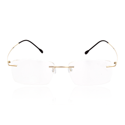 O'S OPTICAL Vision Gold Titanium Rectangle Rimless Glasses 