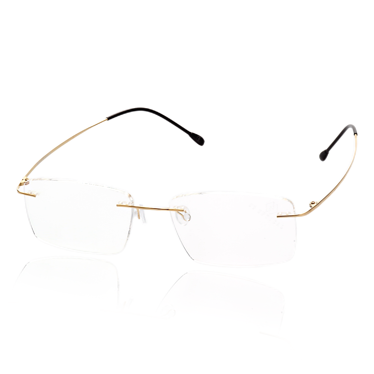 O'S OPTICAL Vision Gold Titanium Rectangle Frameless Glasses 