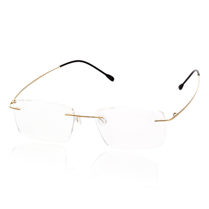O'S OPTICAL Vision Gold Titanium Rectangle Frameless Glasses 
