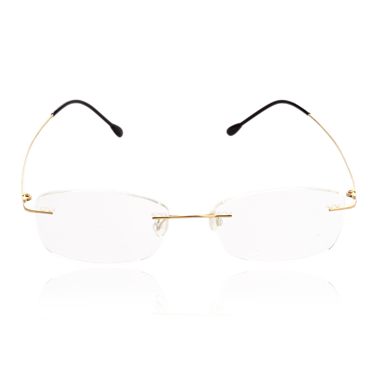 O'S OPTICAL Float Gold Titanium Rectangle Rimless Glasses   