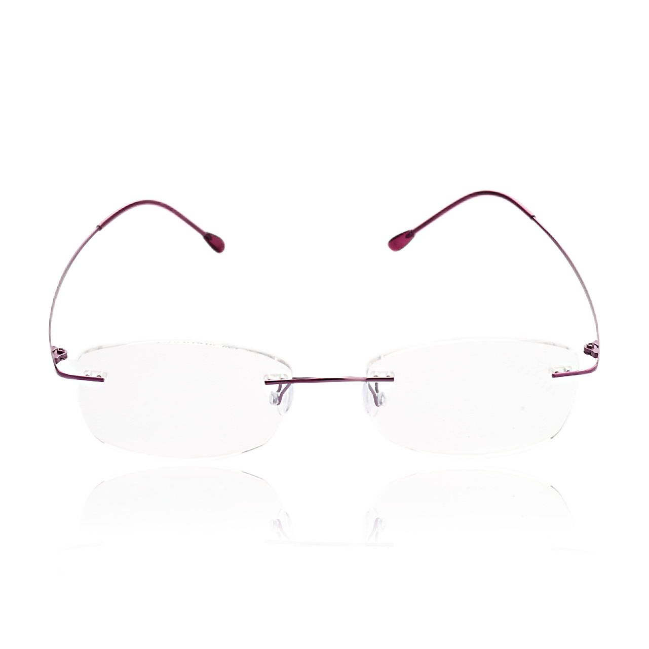 O'S OPTICAL Float Purple Titanium Rectangle Rimless Glasses