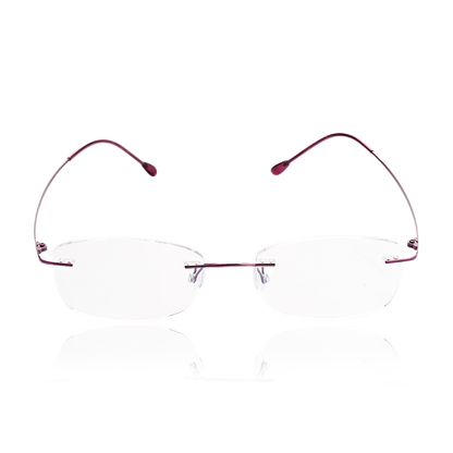 O'S OPTICAL Float Purple Titanium Rectangle Rimless Glasses