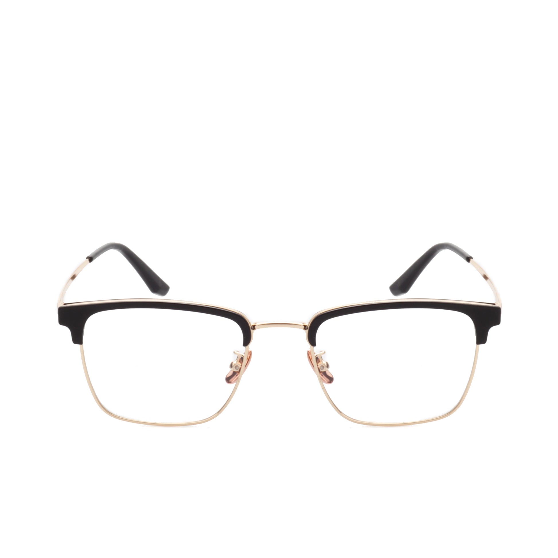 O'S OPTICAL Logic Gold Titanium Browline Glasses Frames || color=Gold