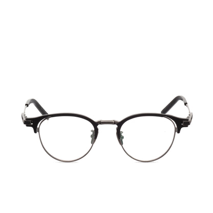 O'S OPTICAL Grid Gray Acetate & Titanium Browline Glasses Frames   