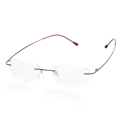 O'S OPTICAL Float Purple Titanium Rectangle Frameless Glasses