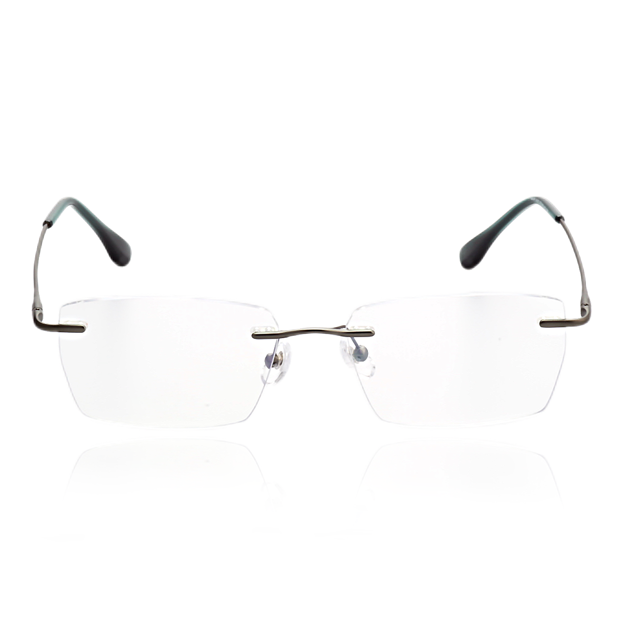 O'S OPTICAL Zero Gray Pure Titanium Rectangle Rimless Glasses